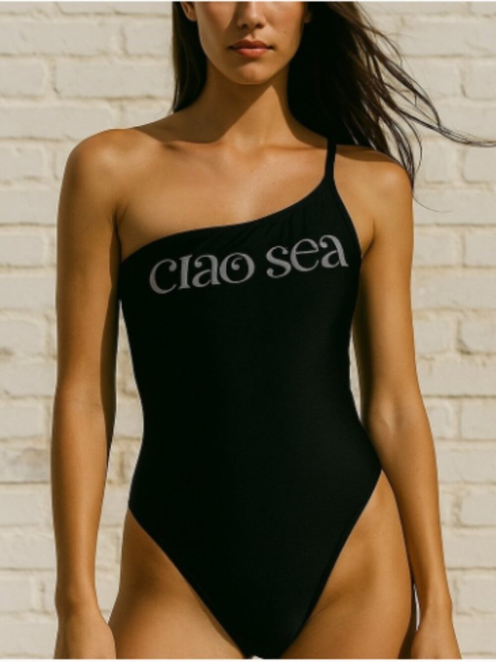 Ciao Sea Black One Piece Bathing One Shoulder Suit Sparkle BRAND NEW NWT Small